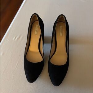 Cole Haan Black Suede Pointed Toe Pumps Block Heel made in Italy